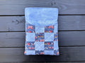 Blue Flutter Folk Quilted Patchwork Book or Tech Sleeve