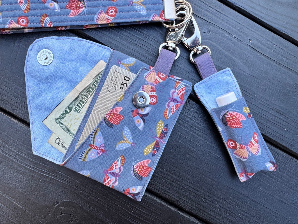 Blue Flutter Folk Wristlet Wallet Set