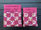 Pink Flutter Folk Quilted Patchwork XL Book or Tech Sleeve