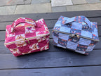 Blue Flutter Folk Quilted Patchwork Open-Flat Boxy Bag