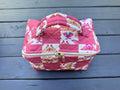 Pink Flutter Folk Quilted Patchwork Open-Flat Boxy Bag