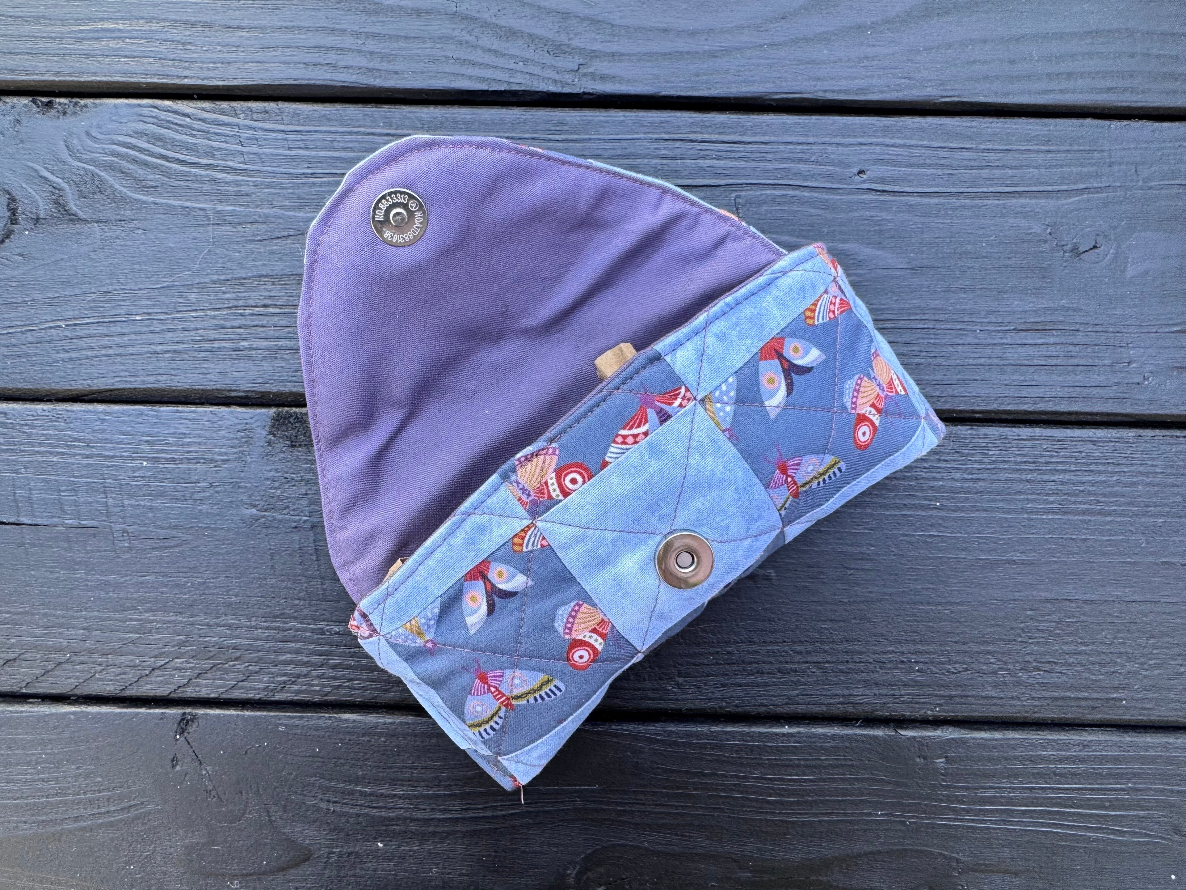 Blue Flutter Folk Soft Shell Quilted Patchwork Glasses Case