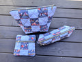 Blue Flutter Folk Quilted Patchwork Zipper Pouch