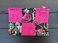 Pink "Grim Grinning Glow" 6x9 Patchwork Zipper Pouch