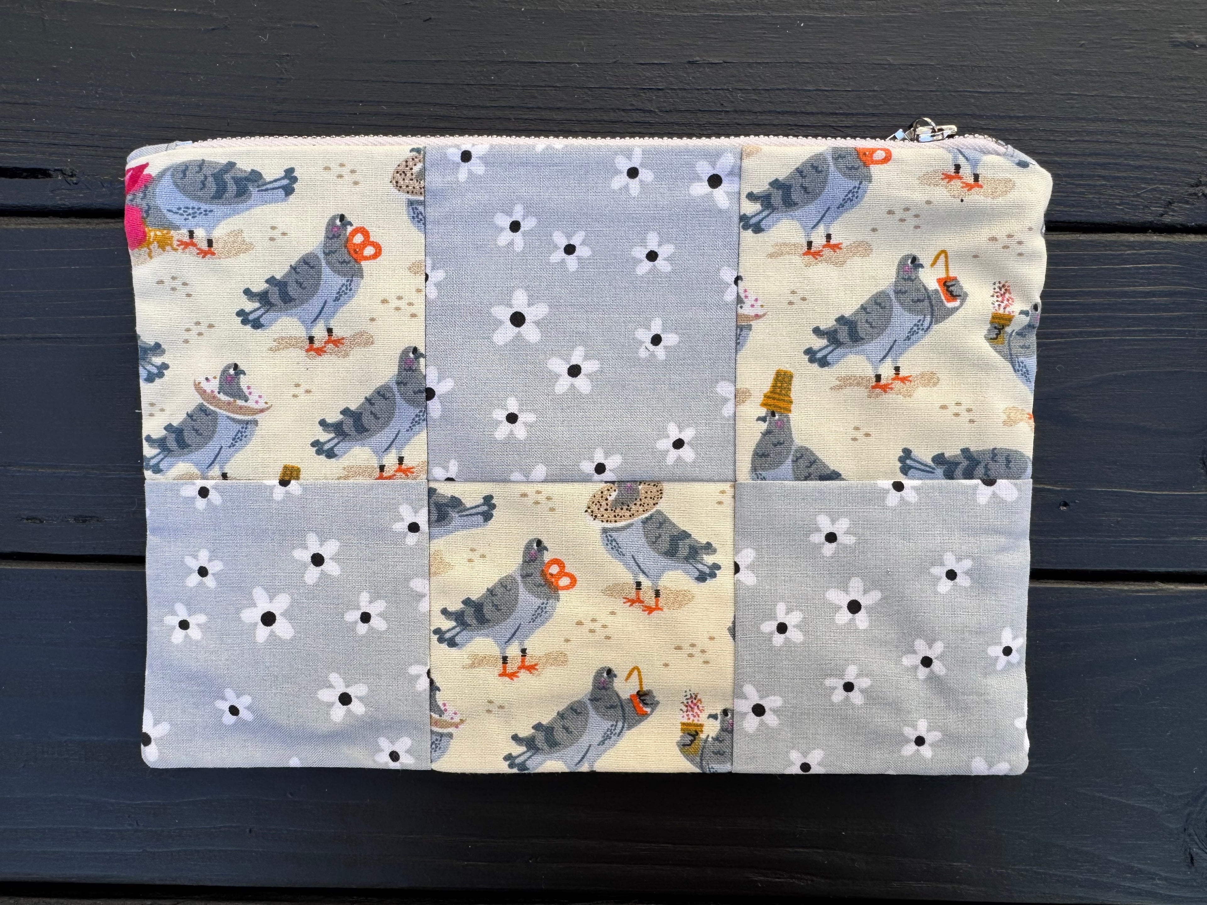 Daisy "City Chicken" 6x9 Patchwork Zipper Pouch